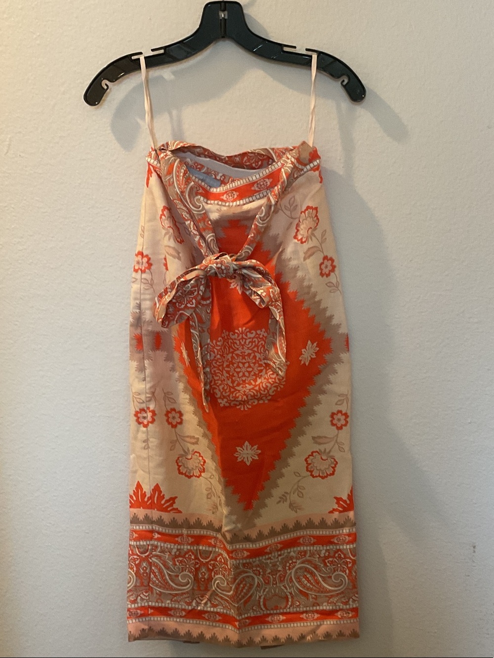 ANTONIO MELANI Orange and Cream Patterned Midi Skirt